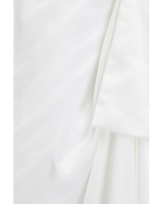 Marchesa White One-Shoulder Draped Satin Mini Dress