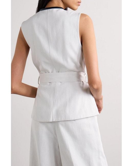 Proenza Schouler White Elliot Belted Cotton And Linen-Blend Twill Wrap Top