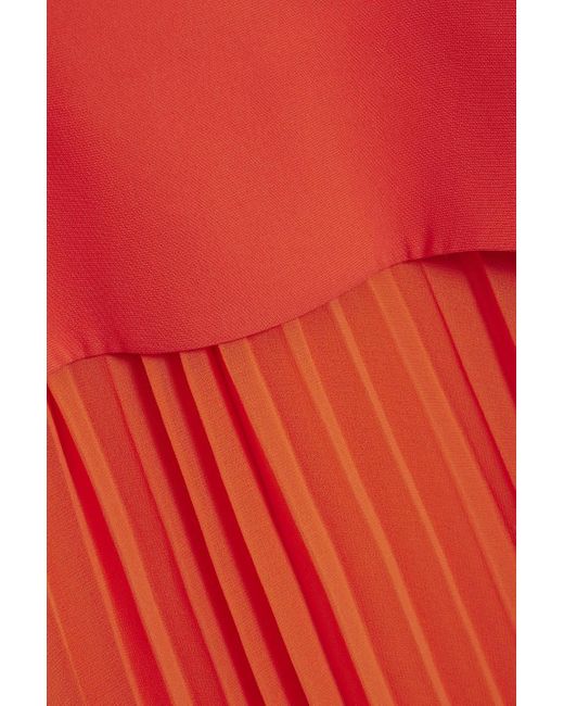 Jonathan Simkhai Red Sequoia Pleated Chiffon And Crepe Maxi Dress