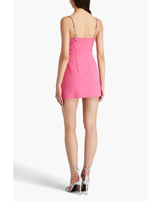 Area Pink Crystal-embellished Wool-blend Crepe Mini Dress