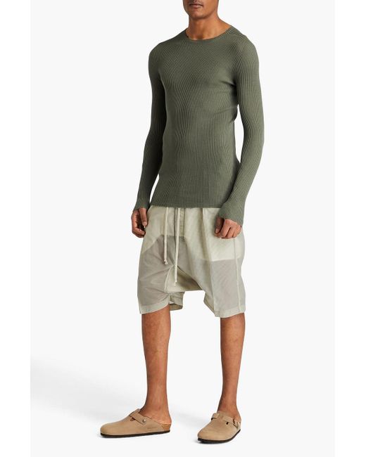 Rick Owens Green Slim-fit Ribbed Wool Sweater for men