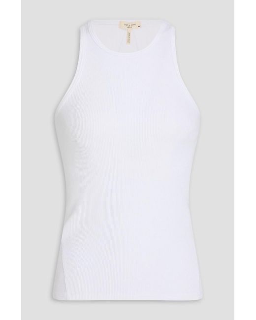 Rag & Bone White Essential Ribbed Pima Cotton-Blend Jersey Tank