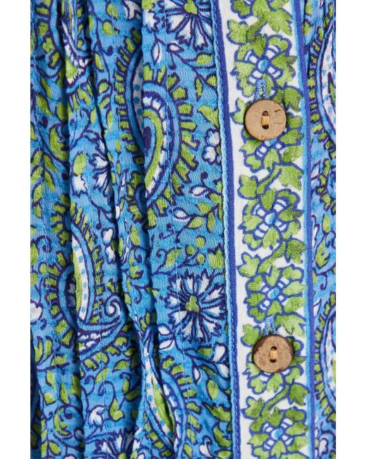 Veronica Beard Blue Winsandra Pintucked Paisley-print Jacquard Maxi Dress