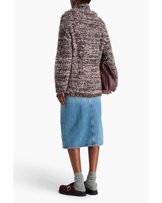The Elder Statesman Brown Teddy Mélange Bouclé-Knit Turtleneck Sweater