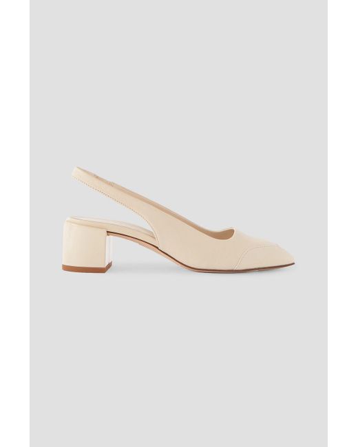 Aeyde White Ingrid Patent-leather Trimmed Textured-leather Slingback Pumps