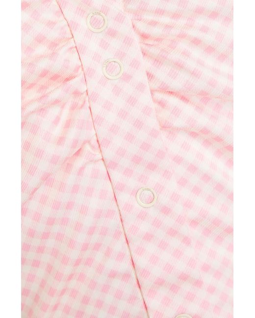 Ganni Pink Maxikleid aus glänzendem twill mit cut-outs und gingham-karo
