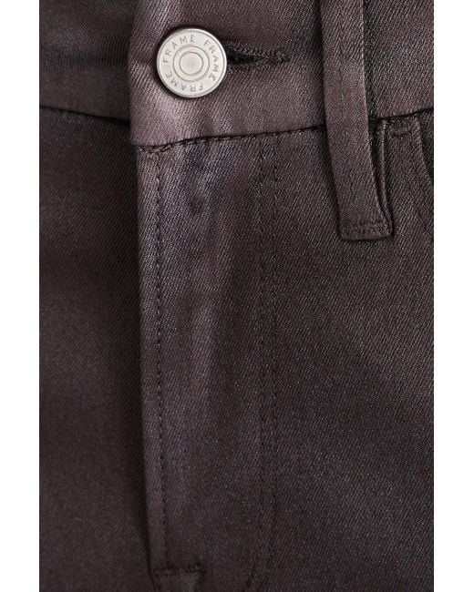FRAME Purple Le crop mini boot hoch sitzende bootcut-jeans mit beschichtung und metallic-effekt