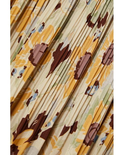 Polo Ralph Lauren Natural Ltiti midikleid aus plissiertem crêpe mit blumenprint