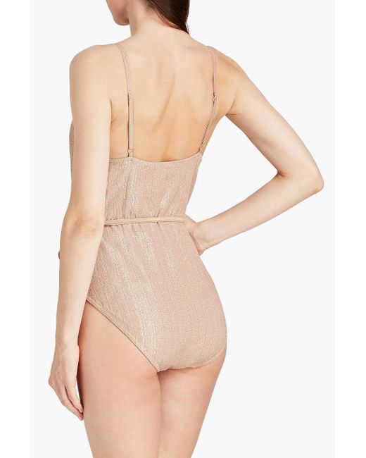 Zimmermann Natural Belted Stretch-crepe Swimsuit