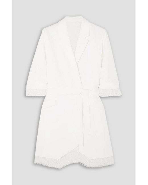 Rime Arodaky White Jax minikleid aus crêpe mit spitzenbesätzen und bindegürtel