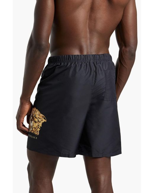 Versace Blue Mid-length Printed Swim Shorts for men