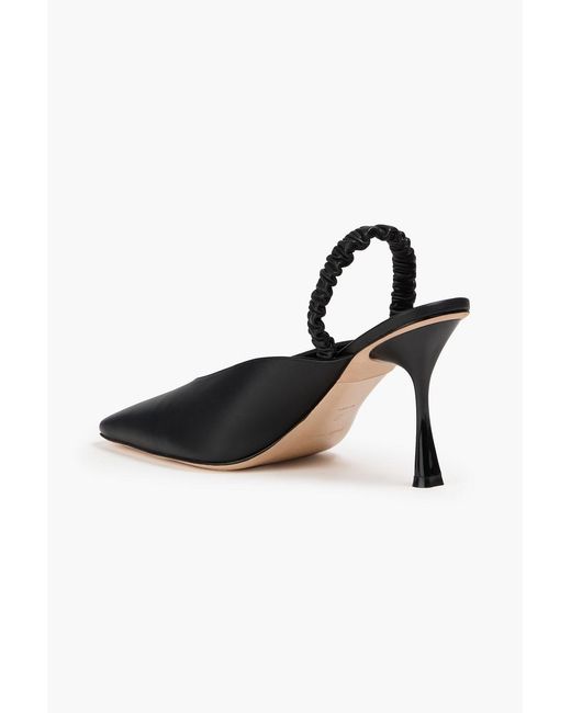 STUDIO AMELIA Black Zadie 90 Leather Slingback Pumps