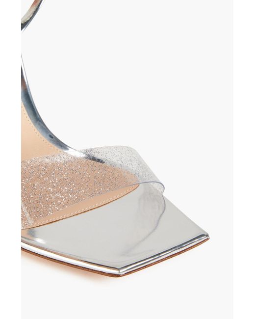 Gianvito Rossi White Glittered Pvc And Mirrored-leather Sandals
