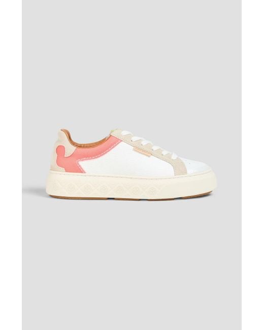 Tory Burch Pink Ladybug sneakers aus leder mit velourslederbesatz