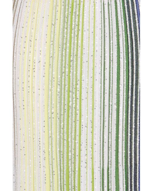 Missoni White Metallic Sequin-Embellished Ribbed-Knit Maxi Skirt
