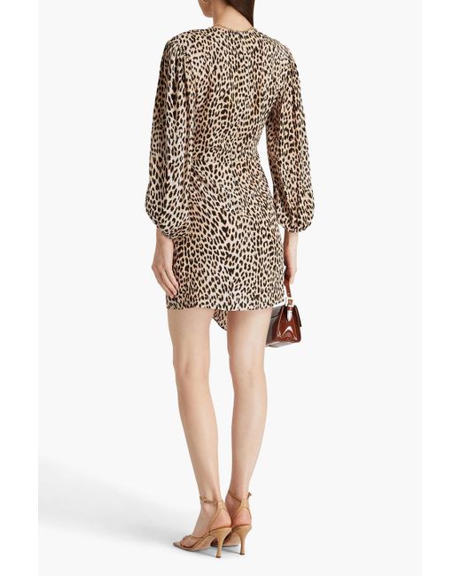 Maje White Ricata Ruffle-trimmed Leopard-print Crepe Mini Dress