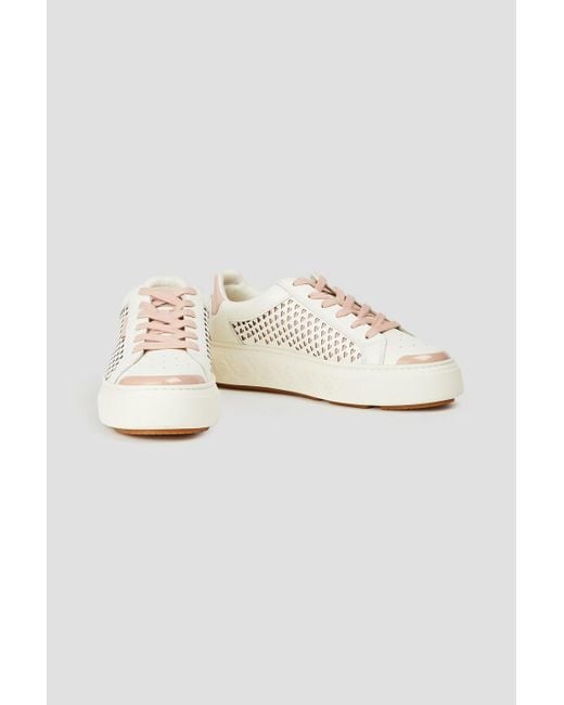 Tory Burch White Ladybug sneakers aus lasergeschnittenem leder