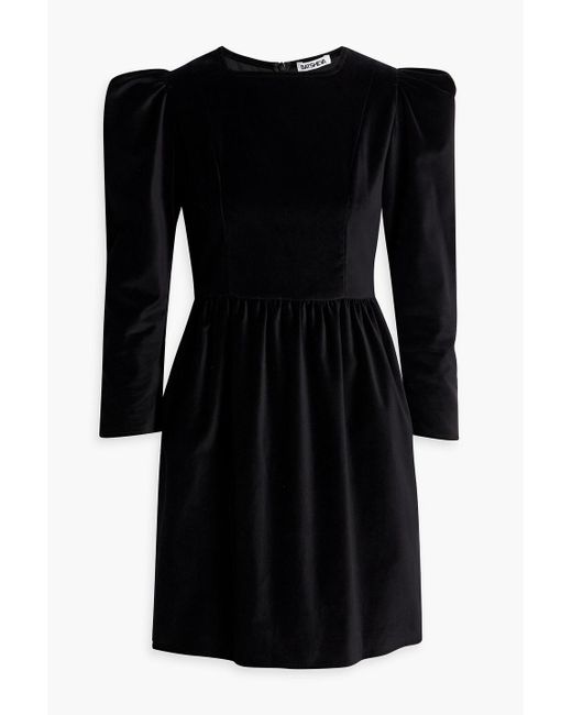 BATSHEVA Black Cotton-velvet Mini Dress