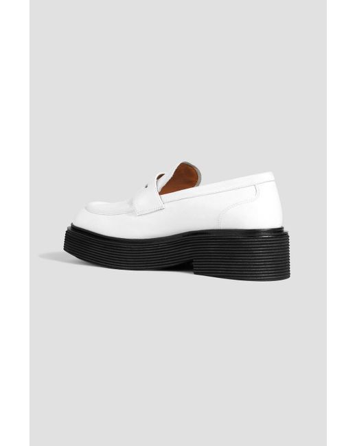 Marni White Embellished Leather Platform Loafers