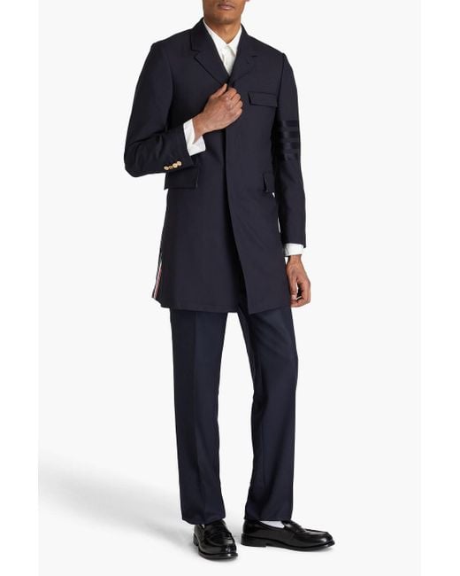 Thom Browne Blue Striped Wool Coat for men