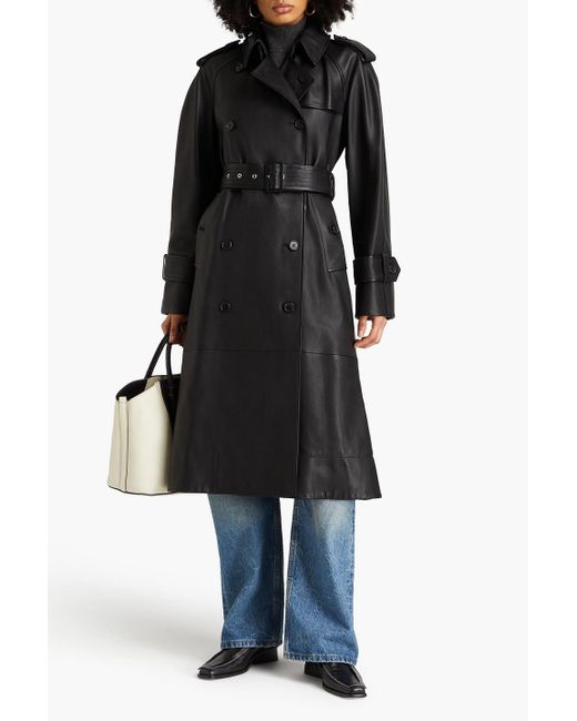 Khaite Black Selly Belted Leather Trench Coat