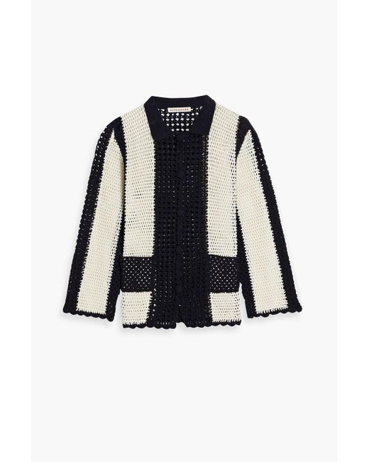 AlexaChung Black Bowling Two-tone Crocheted Cotton Jacket