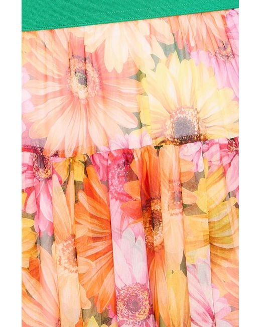 Dolce & Gabbana Gathered Floral-Print Silk-Georgette Midi Skirt