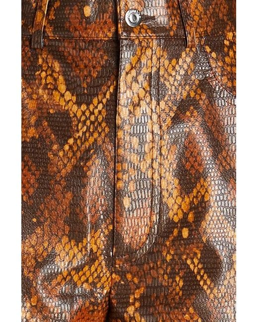 Nanushka Brown Camma Snake-effect Straight-leg Pants