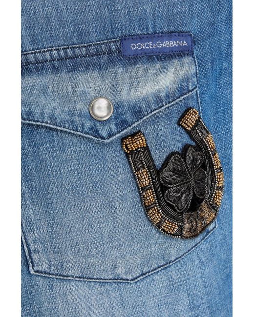 Dolce & Gabbana Hemd aus denim in ausgewaschener optik mit verzierung in Blue für Herren