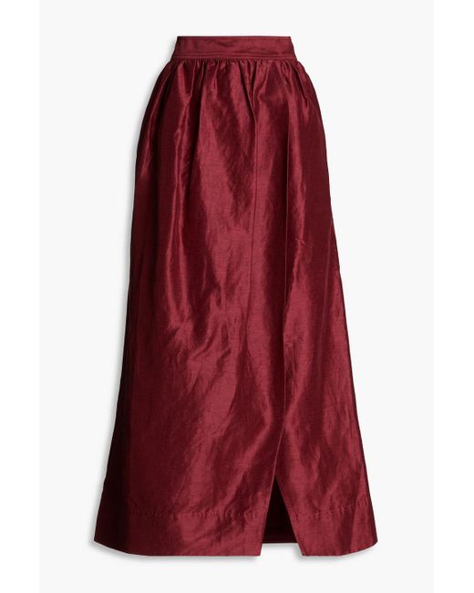 Aje. Red Mirabelle Wrap-effect Linen-blend Maxi Skirt