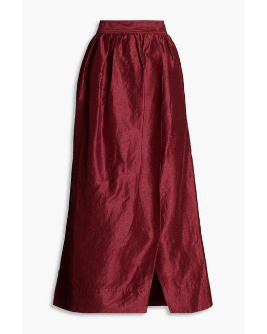 Aje. Red Mirabelle Wrap-effect Linen-blend Maxi Skirt