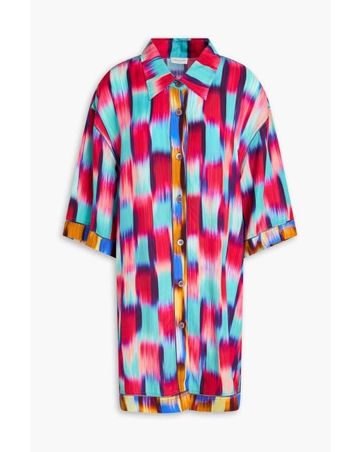 Dries Van Noten Red Printed Twill Shirt