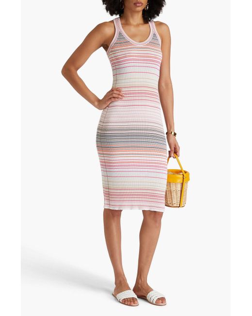 Missoni Pink Striped Ribbed Cotton-blend Dress