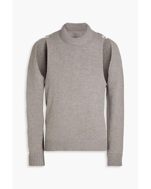 MM6 by Maison Martin Margiela Gray Embellished Cutout Wool-blend Sweater for men