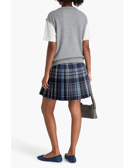 Sandro Gray Layered Cable-knit Wool And Cashmere-blend Top