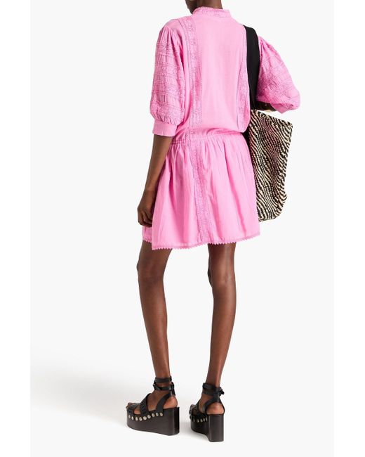 Melissa Odabash Pink Rita strandkleid aus baumwolle mit spitzenbesatz