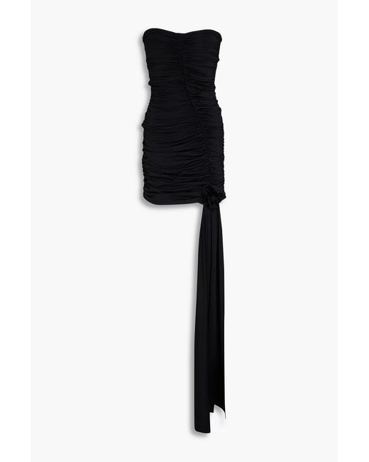 Maygel Coronel Black Sinú Strapless Draped Ruched Stretch-jersey Mini Dress