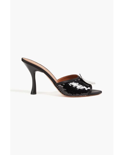 Malone Souliers Black Josia 90 Embellished Mesh Sandals