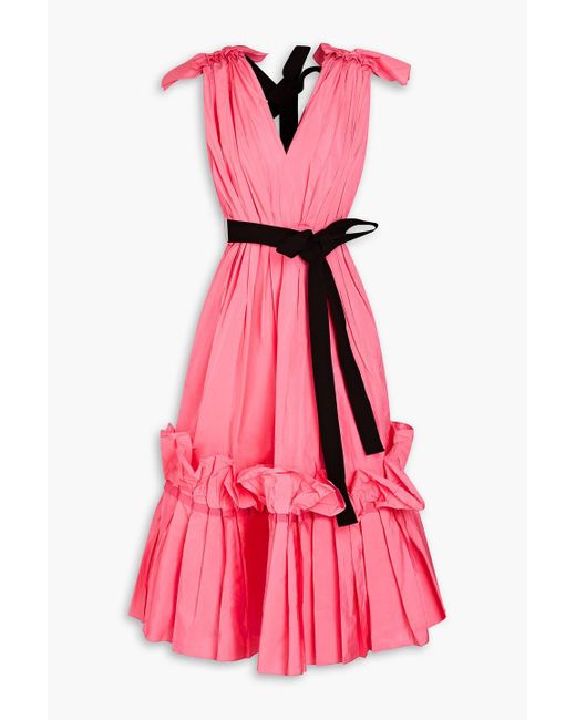 Roksanda Pink Eniola Ruffled Satin Midi Dress