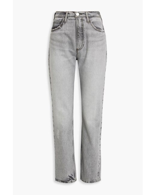 FRAME Gray High N Tight High-rise Straight-leg Jeans