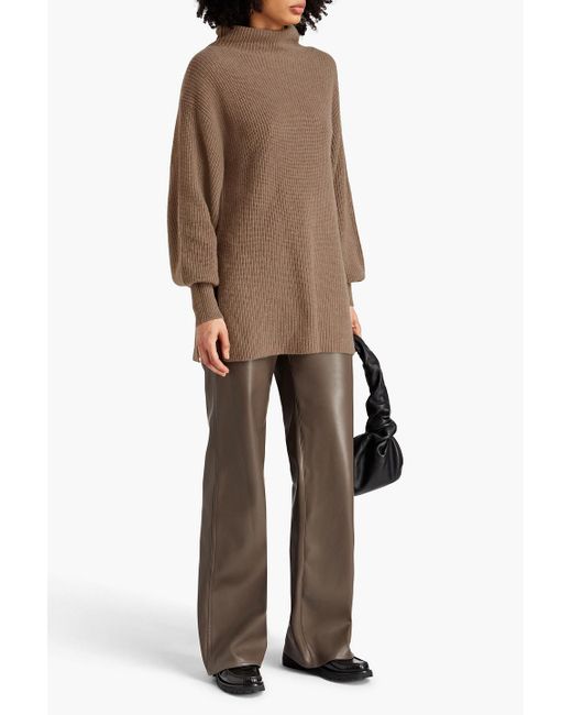 By Malene Birger Brown Camila Ribbed Cashmere Turtleneck Sweater