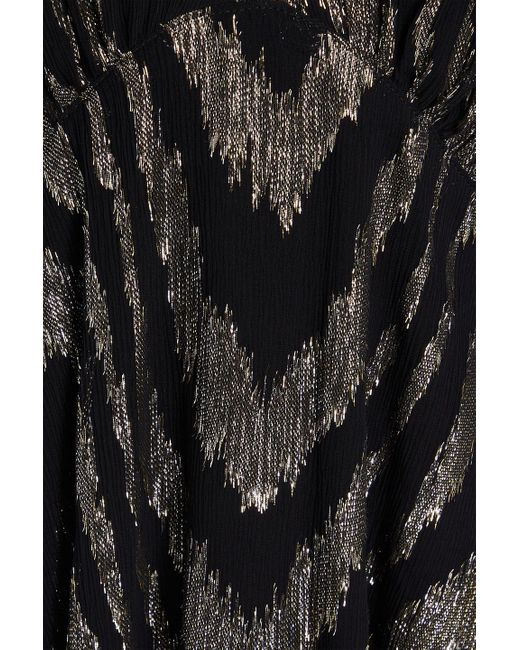 IRO Black Cutout Metallic Fil Coupé Silk-blend Crepon Mini Dress