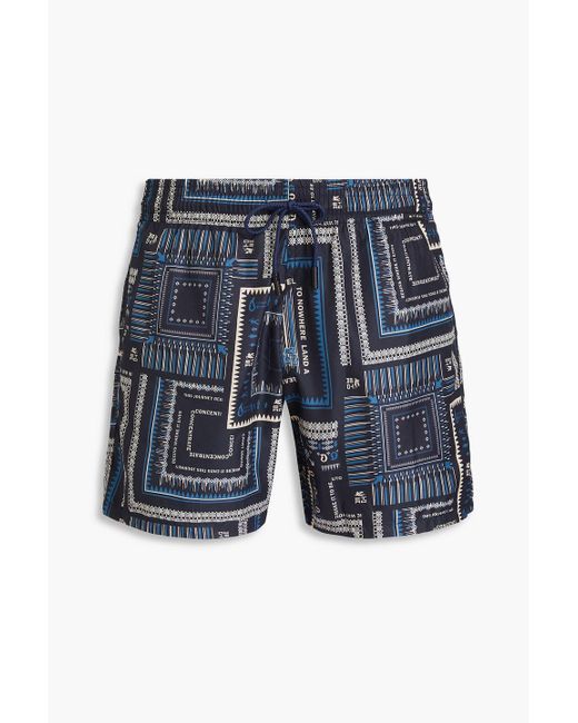 Etro Blue Short-length Printed Swim Shorts for men