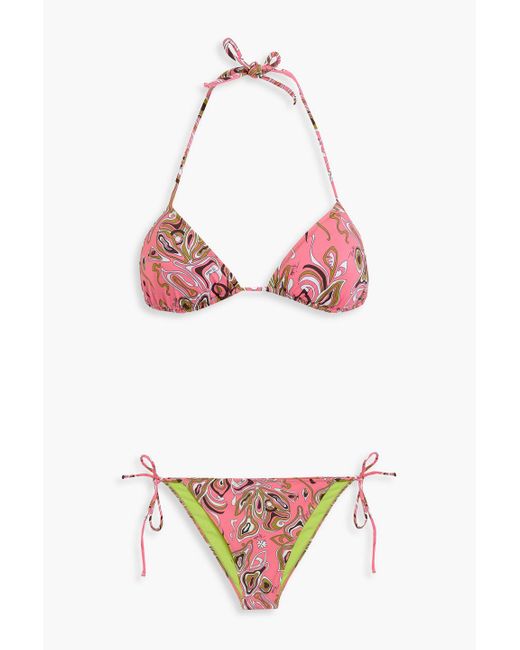 Emilio Pucci Pink Triangel-bikini mit print