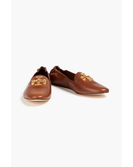 Tory Burch Brown Eleanore Embellished Leather Loafers