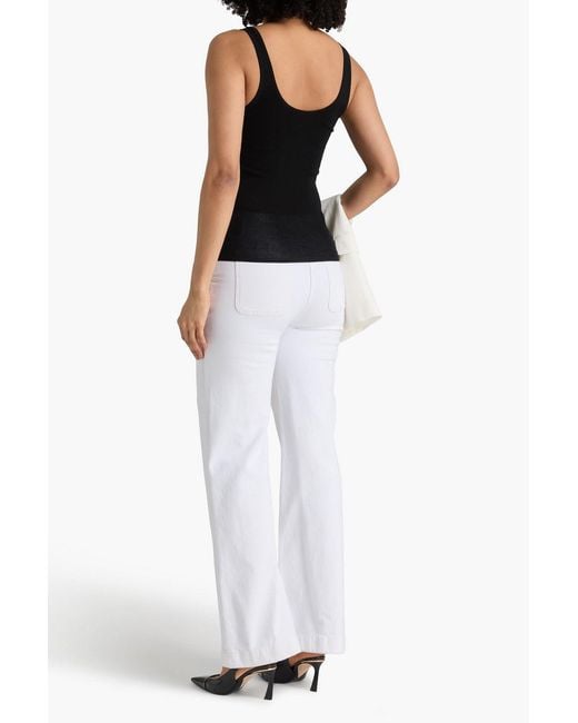 Sandro Black Ribbed Cotton-blend Top