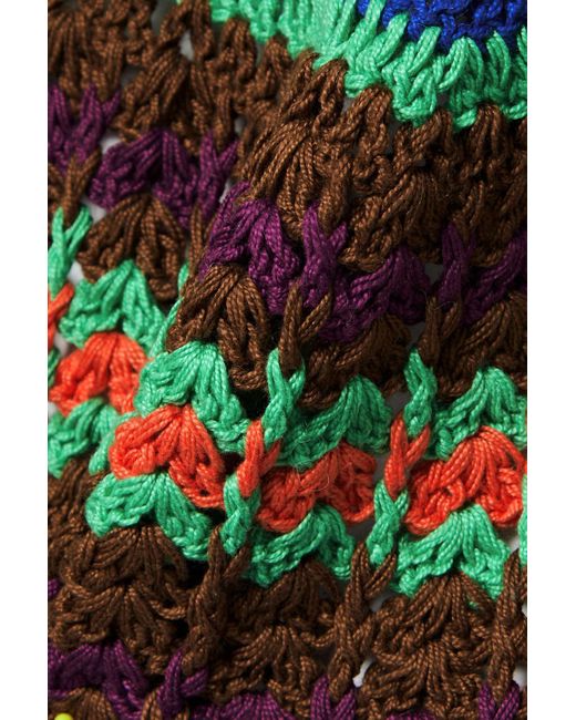 Miguelina Brown Malen verkürztes neckholder-oberteil aus gehäkelter pima-baumwolle