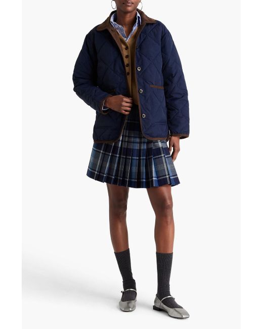 Alex Mill Blue Quinn jacke aus gestepptem shell mit cordbesatz
