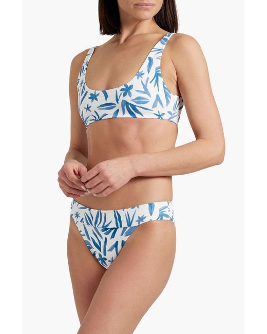 Onia Blue Karina Printed Mid-rise Bikini Briefs