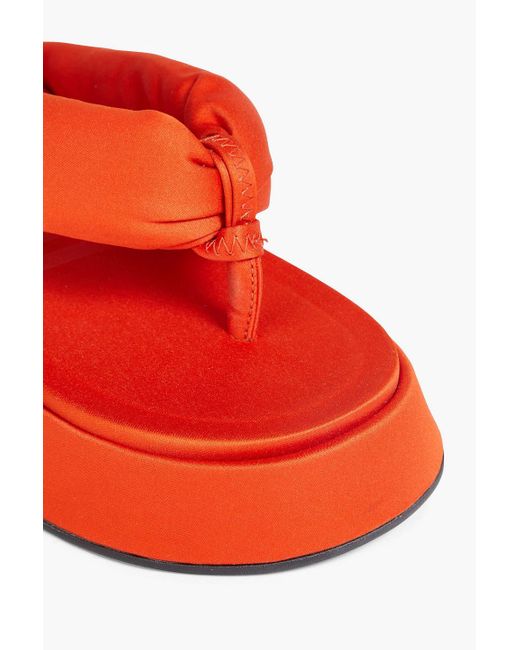 Ganni Padded Satin Platform Sandals in Orange | Lyst Canada